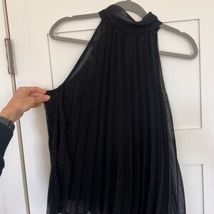 Mango black halter tie neck top